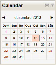 Calendário Apresenta a agenda da disciplina, por exemplo: data de algum evento.