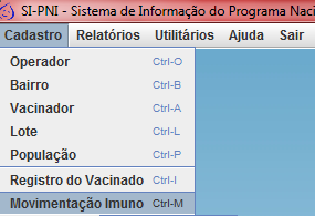 Módulo Cadastro de Operador Com o sistema aberto o usuário cadastrado inicialmente deverá realizar o cadastro dos demais usuários do sistema, clicando em CADASTRO/ Operador.