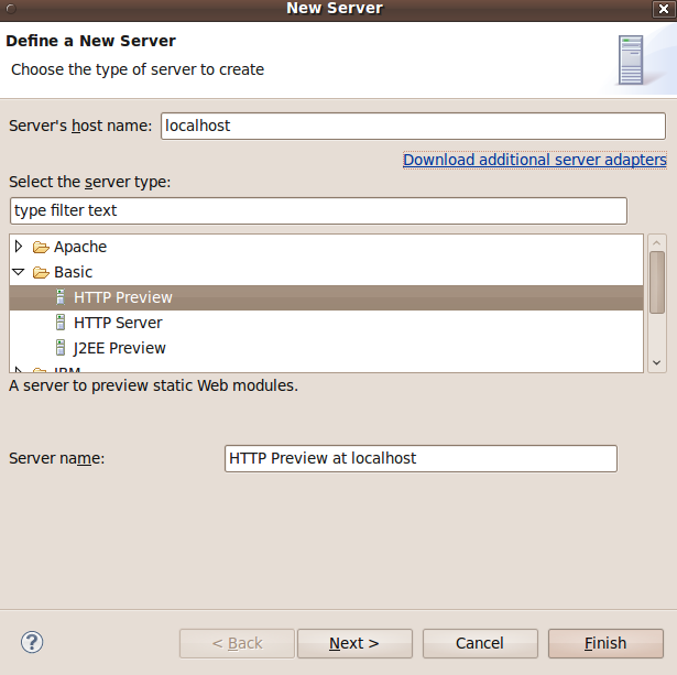 2) Abra a View de Servers na perspectiva atual.