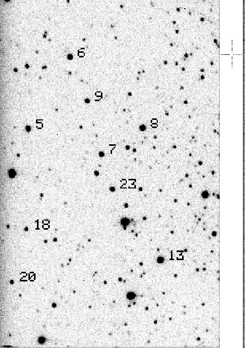 Uma vez que os parâmetros foram salvos, digita-se: ecl > qphot nome_da_imagem Podemos escolher cbox=5, annulus=15, dannulus=10 e aperture=10. Ao fazer isso, o circulo piscante está na imagem do ds9.