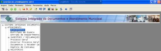 MENU DE ATENDIMENTO Vista onde se registam todos os processos, independentemente da "Área", uma vez que estas estão disponíveis em "Tipo de Documento".