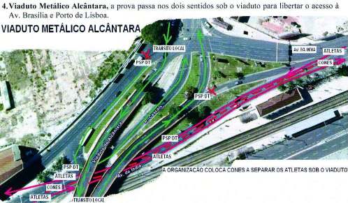 PONTOS CRÍTICOS FIG. 3 SAÍDA DA AV. ANTÓNIO AUGUSTO DE AGUIAR E CIRCULAÇÃO NA AV. FONTES PEREIRA DE MELO. FIG. 4 PERCURSO EM ALCÂNTARA, SOB O VIADUTO, UTILIZANDO SOMENTE A FIXA DE RODAGEM DA ESQUERDA.