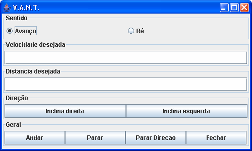 47 public void calcparar(){ if(distanciapercorrida >= (distanciadesejada - velocidadereal)){ parar = true; } } Quadro 10 Algoritmo de decisão de parada Para controlar a direção é possível selecionar