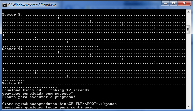 c. Neste momento a tela do coletor vai ficar sem exibir nenhum texto e nenhuma imagem 5) Faça download do arquivo: http://www.mcu.com.br/produtos/cp_flex/soft/boot-v1_coletor.