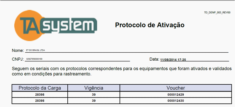 Caso deseje enviar o protocolo para algum e-mail designado, click em Certificado Carga e digite o endereço do e-mail desejado.