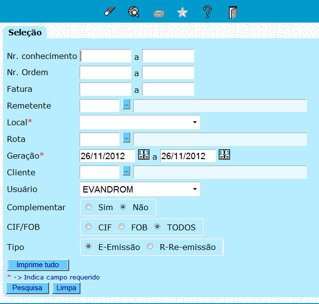 3 EMISSÃO DO DACTE Conhecimentos Conhecimentos eletrônico (Cte) Emissão do DACTE ou Emissão do DACTE (Irapuru) NOTA: Para a impressão do DACTE em folha