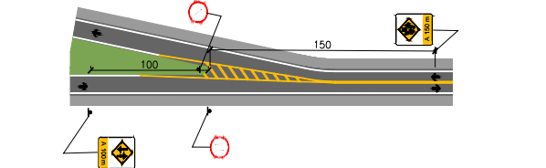 Já a placa Pare deve estar situada do lado direito da pista, no ponto de parada, distante no mínimo a 1,50m e no máximo a 15,00m da borda da via transversal.