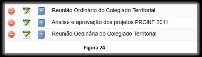 Caso o campo Situação seja preenchido com a opção programado, após a realização efetiva do evento ou eventual cancelamento, o status de situação do evento deve ser atualizado clicando no botão