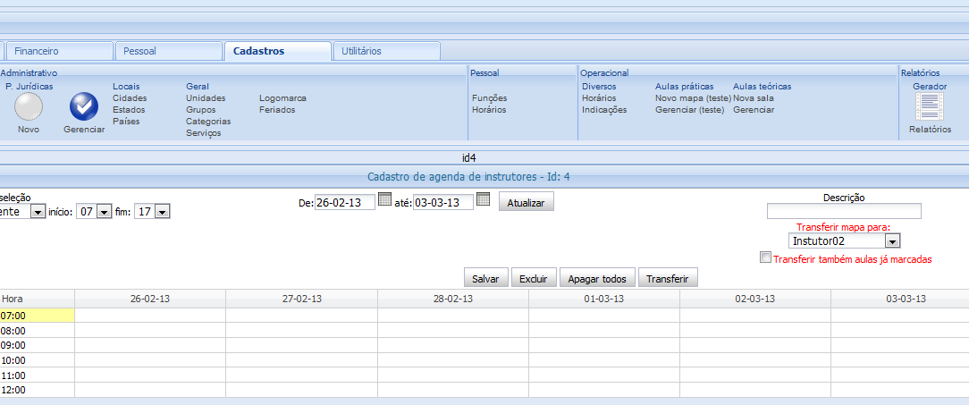 Transfere o mapa inteiro para outro instrutor.