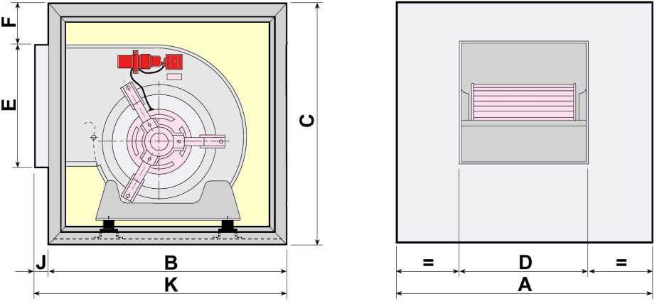 CAIXA DE VENTILAÇÃO - TRANSMISSÃO DIRECTA MODELO: - DD - Ventilação geral em locais: - Comércios, escritórios, bares, restaurantes, cozinhas industriais etc Temperatura de utilização: +55ºC máximo