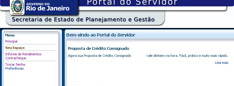 Acessando o site para gerar o Token http://www.servidor.rj.gov.