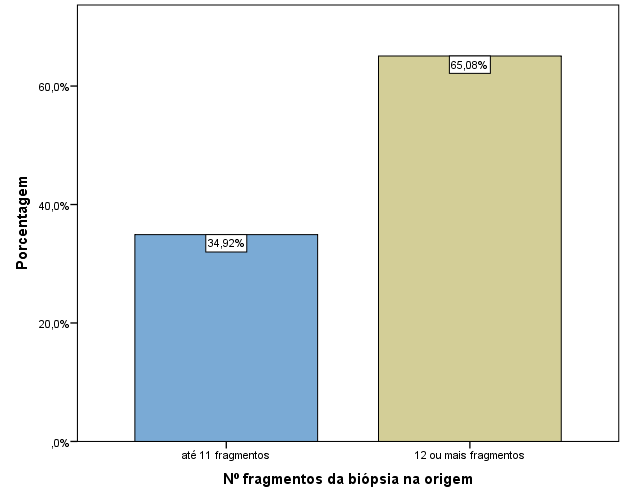 Gráfico2 - Porcentagem dos casos de biópsias com até 11 fragmentos e