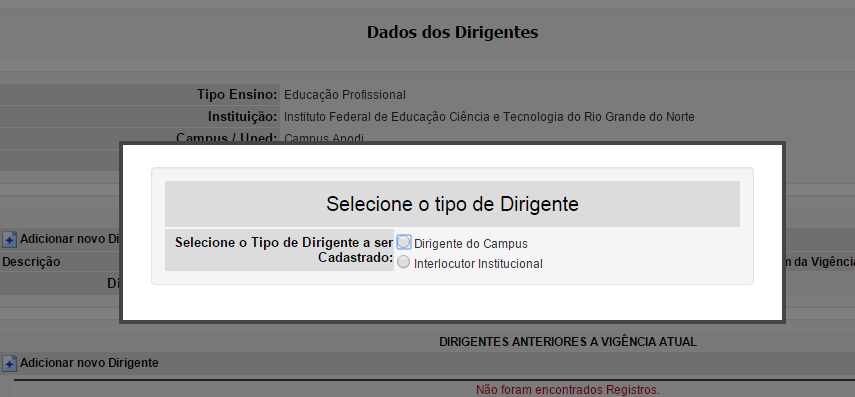 15. Dados dos dirigentes do campus.