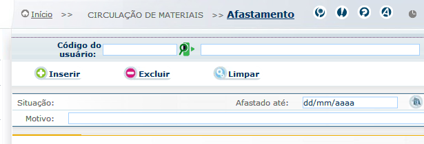 Afastamentos Podem ser aplicados pelo Sistema ou inseridos pela biblioteca (necessidade de um padrão).