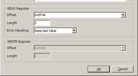 Configure no IO Scanner a função 03 Modbus para leitura de registradores, configure o endereço a ser lido do escravo conforme manual do DM6200, subtraindo