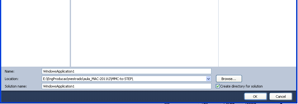 console, biblioteca de classes e as WPF (Microsoft Windows Presentation Foundation ) Selecione a opção windows