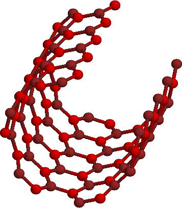 Figura 6.5 tem-se o enrolamento desta estrutura plana até a formação do nanotubo em questão.