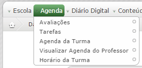 Agenda A AGENDA do professor é acessada no segundo menu.