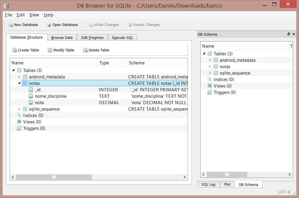 MODO DE UTILIZAÇÃO DO SQLITE Se o usuário fizer questão, o mesmo poderá recuperar o arquivo do banco de dados, apresentado em destaque na figura anterior, e utilizar alguns programas desktop para