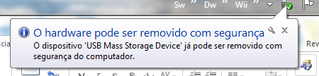 Dica: Os dispositivos como pen drives e cartões de memória são extremamente sensíveis, então para evitar qualquer problema que danifique o dispositivo é necessário encerra-lo, para isso observe na