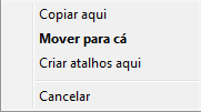 teclas CTRL + SHIFT ou ALT será criado um atalho no local de destino.