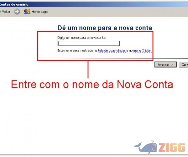 Quando você clica em Criar nova Conta vai abri esta janela, onde vai