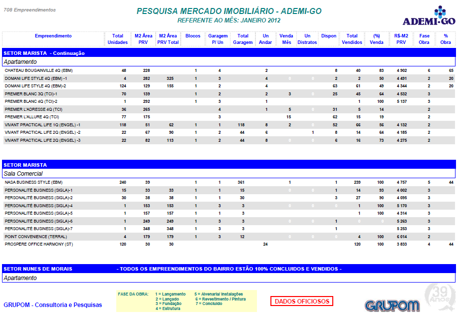 Figura 1 Exemplo de relatório detalhado mensal ADEMI-GO Inicialmente, a partir dos dados disponibilizados (em arquivos pdf), os relatórios foram digitados manualmente num programa de elaboração de