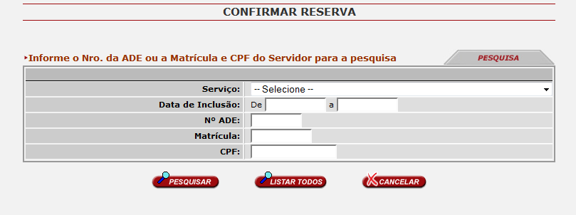 Reserva abrirá a tela CONFIRMAR RESERVA.