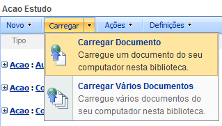 Figura 123 Passo 2: Clique no botão Carregar e em seguida Carregar documento na parte superior esquerda da página.