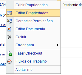 Figura 149 Passo 2: Procure o item que deseja editar e clique na seta em seguida Editar propriedade, altere o conteúdo desejado e clique em OK. Figura 150 9.1.2. Excluir conteúdo.