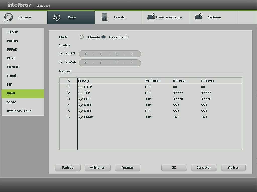 UPnP Clique no item UPnP para acessar a interface de configuração do mesmo nas configurações de rede.