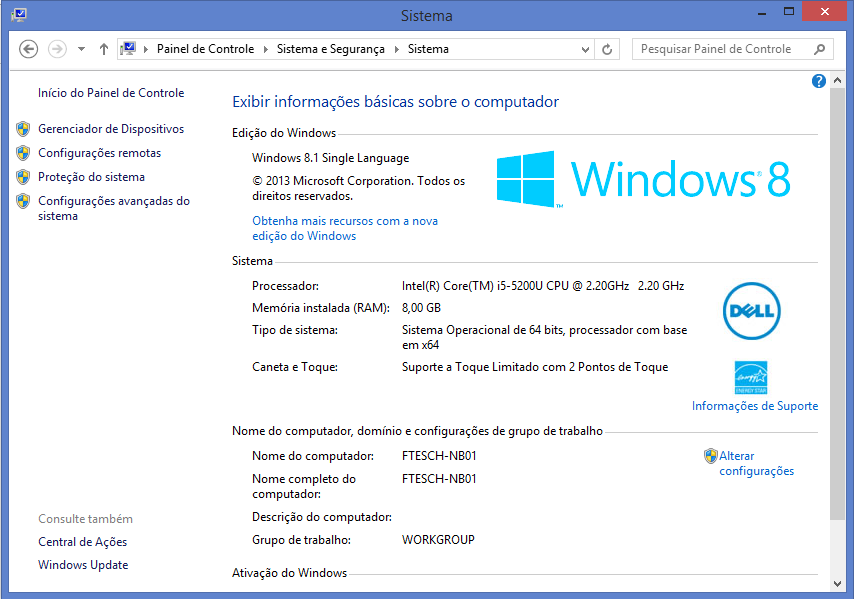 Clique no ícone Sistema Em tipo de sistema, será mostrado se o windows é 32 ou 64 bits, neste caso 64 bits Você pode seguir outros procedimentos, como o descrito no