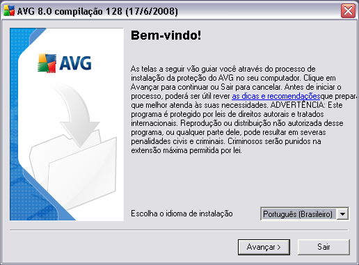5. Processo de instalação do AVG Para instalar o AVG no computador, é necessário obter o arquivo de instalação mais recente.