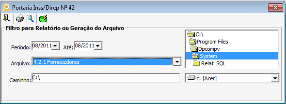 ARQUIVOS\IMPRESSORAS Definir a impressora que será utilizada no sistema para impressão dos relatórios, Boletos, cheques. Após indicar a impressora, voltar configuração para Originais nos Relatórios.