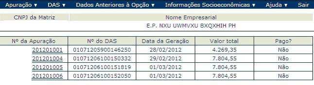 Informar a data para qual deseja consolidar e clicar no botão resumo da apuração, para gerar o DAS clicar em.. O aplicativo retorna para a tela com o 8.