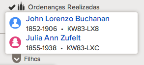 Realizar as Ordenanças do Templo para Seus Antepassados Ícone O Que Ele Significa Importante: Mesmo quando aparecer este ícone, alguns membros da família podem estar com os selamentos incompletos.