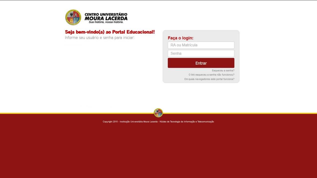 1. Acessando o Portal A-) Acesse o site do Centro Universitário Moura Lacerda: www.mouralacerda.edu.