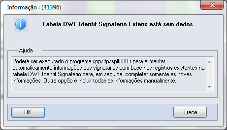 As informações FONE, EMAIL, UF_CRC,NUM_SEQ_CRC, DT_CRC da nova tabela deverão ser preenchidas manualmente. O programa especial (spp\lfp\splf008.