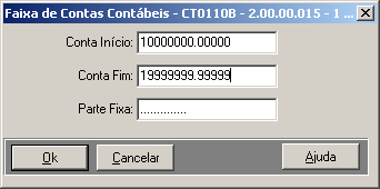 2) Utilizar o botão Faixa, onde poderá informar uma faixa que serão filhas. Nesse botão de faixas deverá informar a faixa de contas filhas.