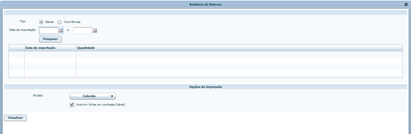 Informe os filtros obrigatórios (Vencimento e situação), e o modelo de impressão (Colorido, Preto e Branco e Rascunho), e clique no