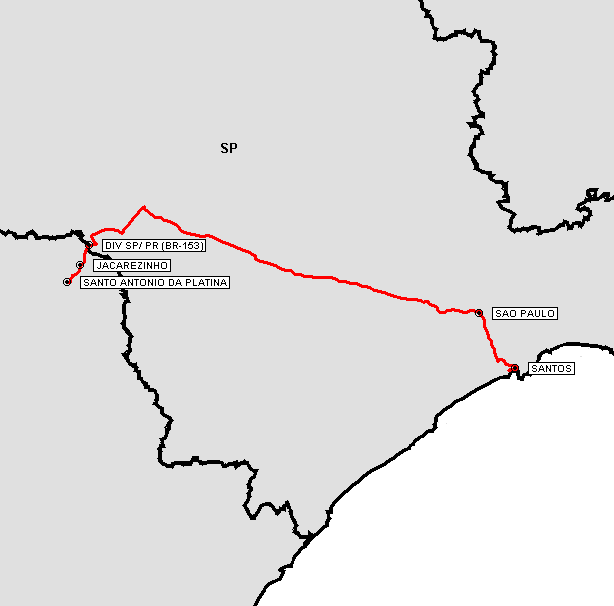 P á g i n a 3.236 3.52.1 Caracterização Física da Linha A linha entre as cidades de SANTO ANTONIO DA PLATINA/PR e SANTOS/SP possui extensão de 520,19 km e está inserida no(s) Lote(s) 1 do Grupo 10.