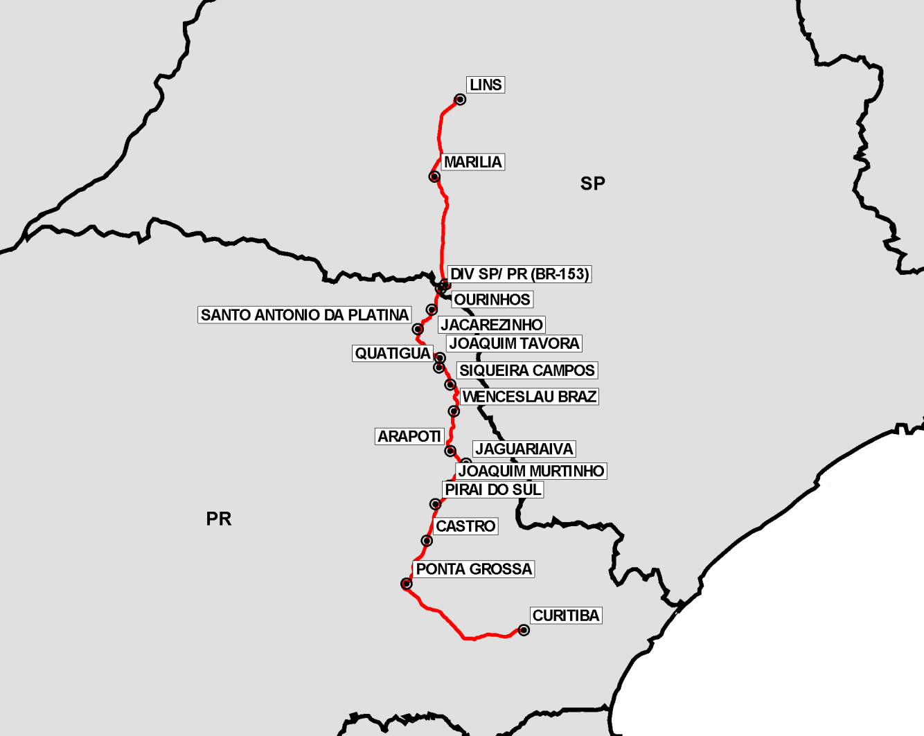 P á g i n a 3.310 3.78 CURITIBA/PR - LINS/SP O atendimento determinado pela ANTT para a linha CURITIBA/PR - LINS/SP deverá ser realizado, conforme mostrado nos subitens seguintes. 3.78.1 Caracterização Física da Linha A linha entre as cidades de CURITIBA/PR e LINS/SP possui extensão de 581,68 km e está inserida no(s) Lote(s) 2 do Grupo 10.