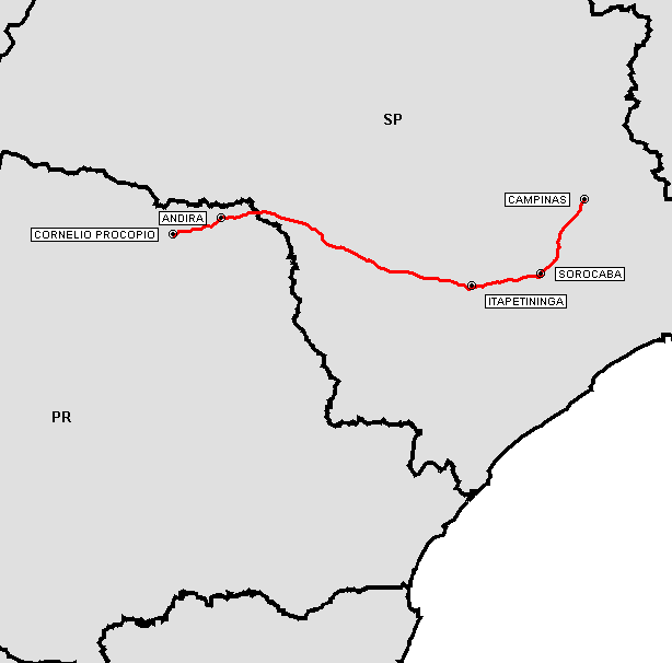 P á g i n a 3.452 3.124.1 Caracterização Física da Linha A linha entre as cidades de CORNELIO PROCOPIO/PR e CAMPINAS/SP possui extensão de 454,20 km e está inserida no(s) Lote(s) 3 do Grupo 10.