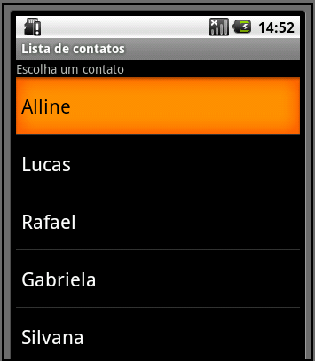 dialogo.setmessage(lista.getselecteditem().tostring()); dialogo.setneutralbutton("ok", null); dialogo.show(); Que exibe o nome do item selecionado, se ele estiver selecionado.