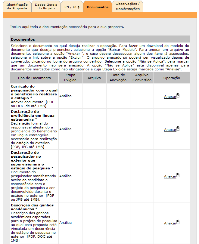 Documentos A aba de Documentos