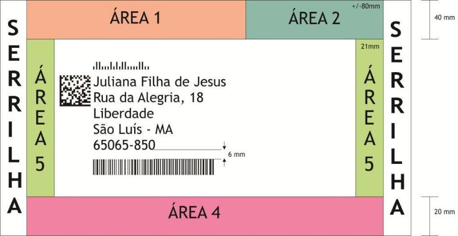 80 40 ÁREA 1 DESTINADA AO REMETENTE (LOGOMARCA, ETC.