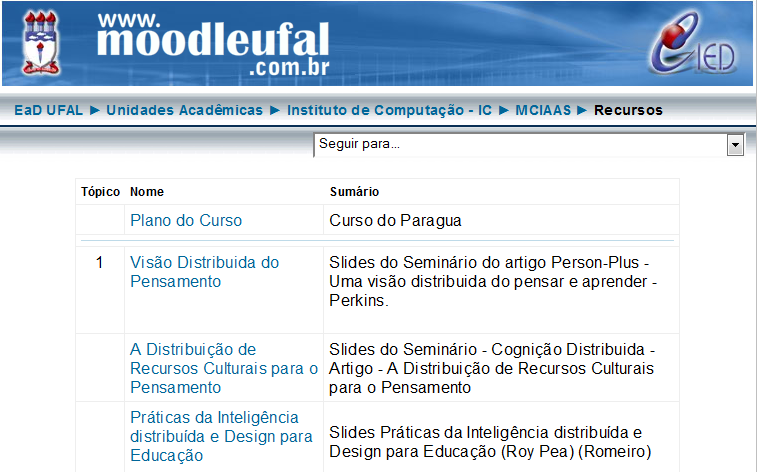 38 Tabela 4 - Dados sobre a utilização do Moodle até abril de 2010 Fonte: http://moodle.org/stats/, acessado em 18 de maio de 2010. Indicador Quantitativo Sites registrados 49.