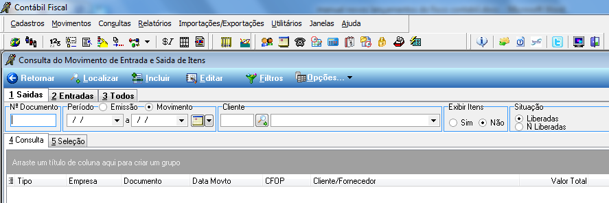 1.4 MOVIMENTO FISCAL DE ITENS E SERVIÇOS Uma funcionalidade amplamente utilizada no módulo de Gestão Administrativa, para lançamentos de Notas Fiscais de Entrada e Saída, agora disponibilizado no