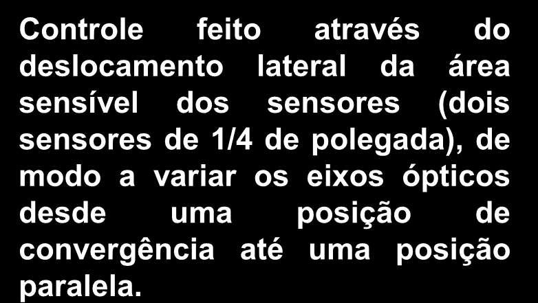 sensores (dois sensores de 1/4 de polegada), de modo a variar os eixos ópticos