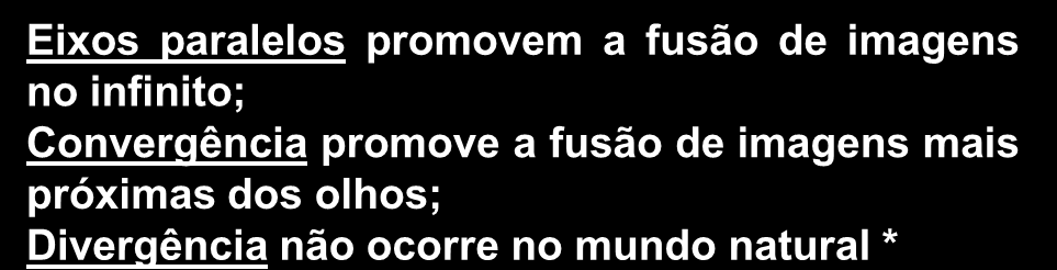 ESTEREOSCOPIA E CONFORTO VISUAL VERGÊNCIA E ACOMODAÇÃO 1) Acomodação = modificação da distância focal do cristalino.